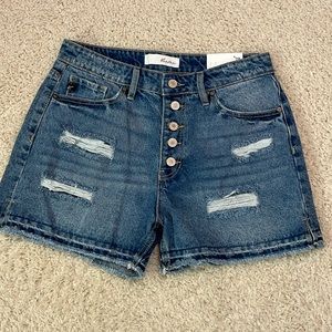 NWT KANCAN 28/9 high rise button fly raw hem jean shorts